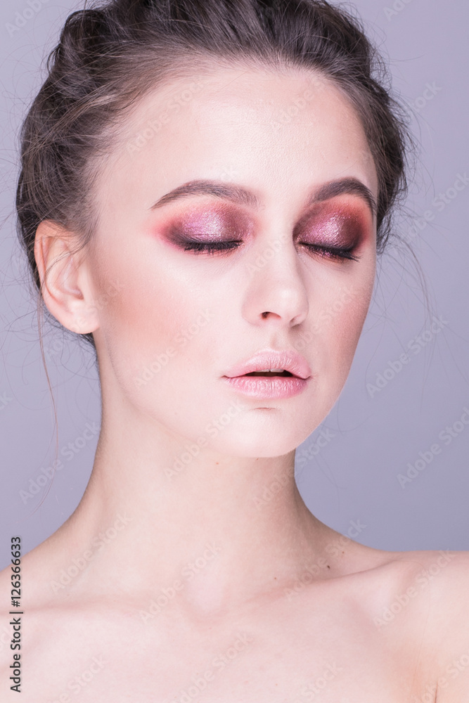Wonderful portrait of beautiful woman with red make-up. Wonderful portrait of beautiful woman with red make-up.