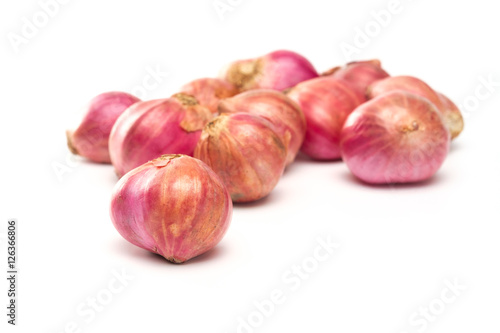 shallots isolated on white background with not beautiful peel, s