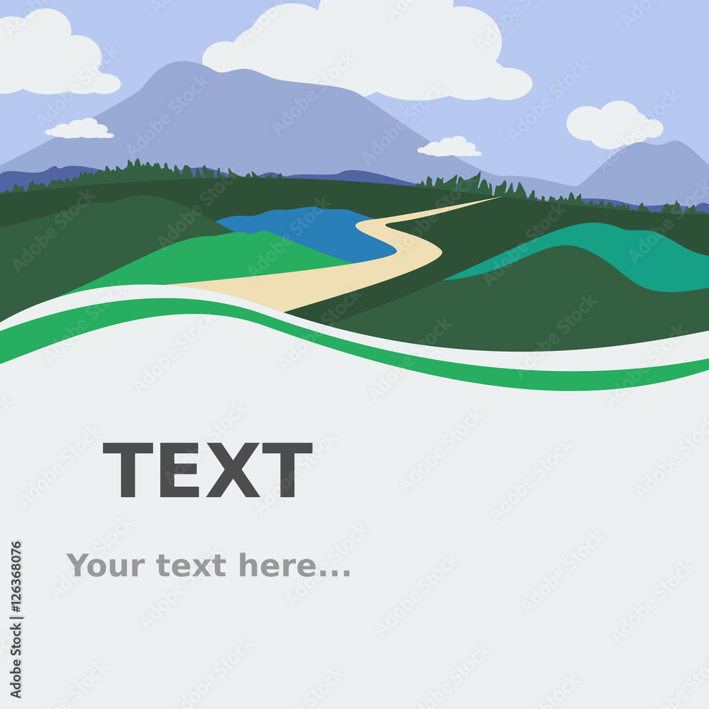 Scenery Text Background | Editable nature landscape vector illustration about countryside environment or ecology related project