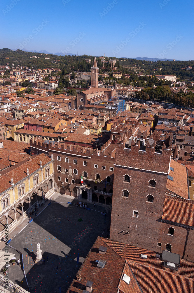 Aerial View of Verona City - Veneto Italy