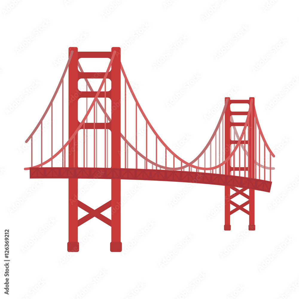Golden Gate Bridge icon in cartoon style isolated on white background. USA  country symbol stock vector illustration. Stock Vector | Adobe Stock