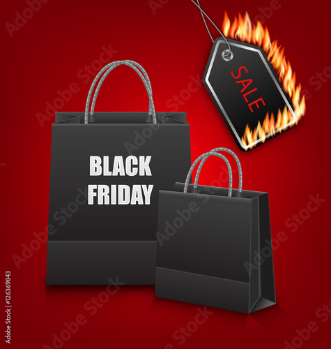 Shopping Paper Bags for Black Friday Sales and Discount with Fire