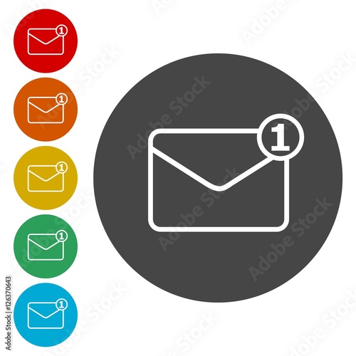Simple image unread mail icons set 