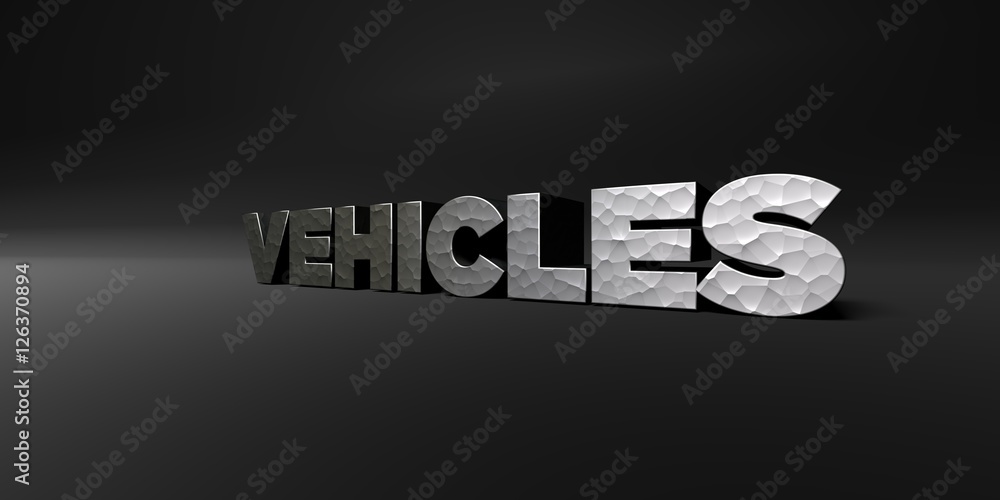 VEHICLES - hammered metal finish text on black studio - 3D rendered royalty free stock photo. This image can be used for an online website banner ad or a print postcard. VEHICLES - hammered metal finish text on black studio - 3D rendered royalty free stock photo. This image can be used for an online website banner ad or a print postcard.
