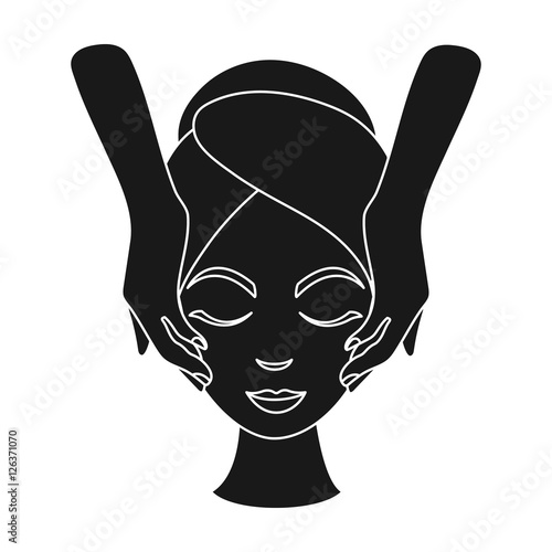 Facial massage icon in black style isolated on white background. Skin care symbol stock vector illustration.