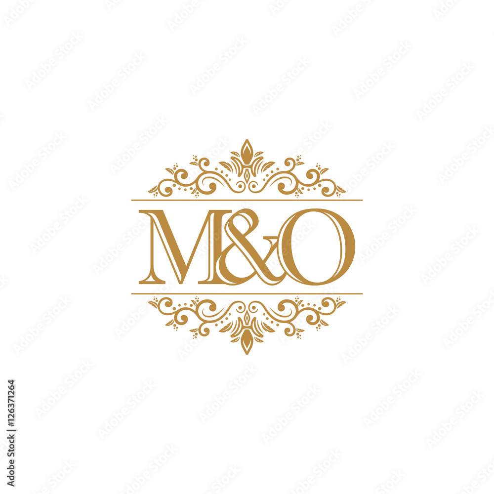 M&O Initial logo. Ornament gold Stock Vector