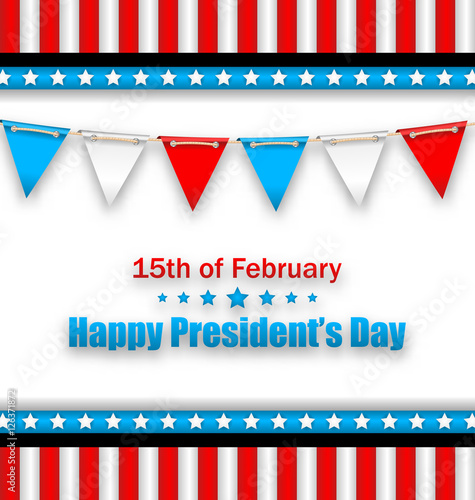 Brochure with Bunting Flags for Happy Presidents Day of USA
