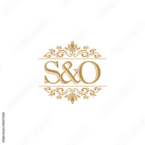 S O Initial Logo Ornament Gold Stock Vector Adobe Stock