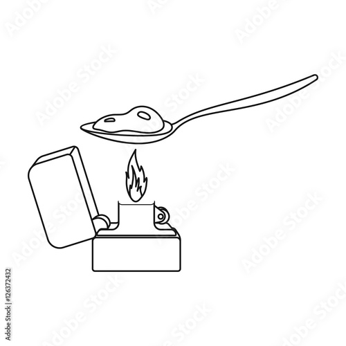 Heroin icon in outline style isolated on white background. Drugs symbol stock vector illustration.