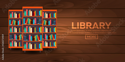 Library. Bookcase. Books and Knowledge. Vector illustration.