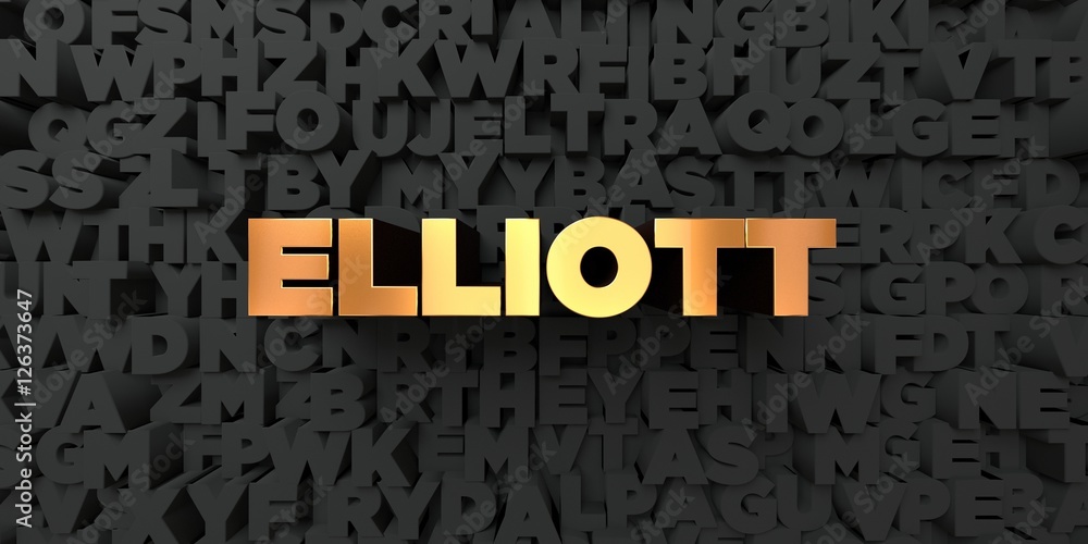 Elliott - Gold text on black background - 3D rendered royalty free stock picture. This image can be used for an online website banner ad or a print postcard. Elliott - Gold text on black background - 3D rendered royalty free stock picture. This image can be used for an online website banner ad or a print postcard.