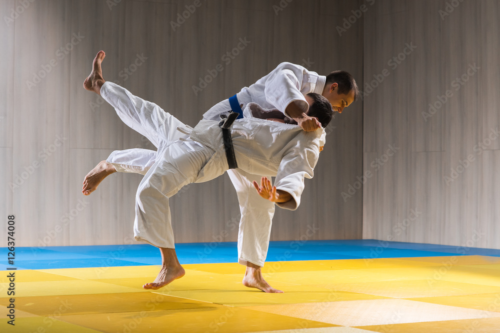 Judo training in the sports hall Judo training in the sports hall
