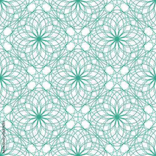 Seamless abstract background pattern with guilloche ornament on white (transparent) background. Vector illustration eps