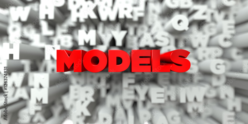 MODELS - Red text on typography background - 3D rendered royalty free stock image. This image can be used for an online website banner ad or a print postcard. MODELS - Red text on typography background - 3D rendered royalty free stock image. This image can be used for an online website banner ad or a print postcard.