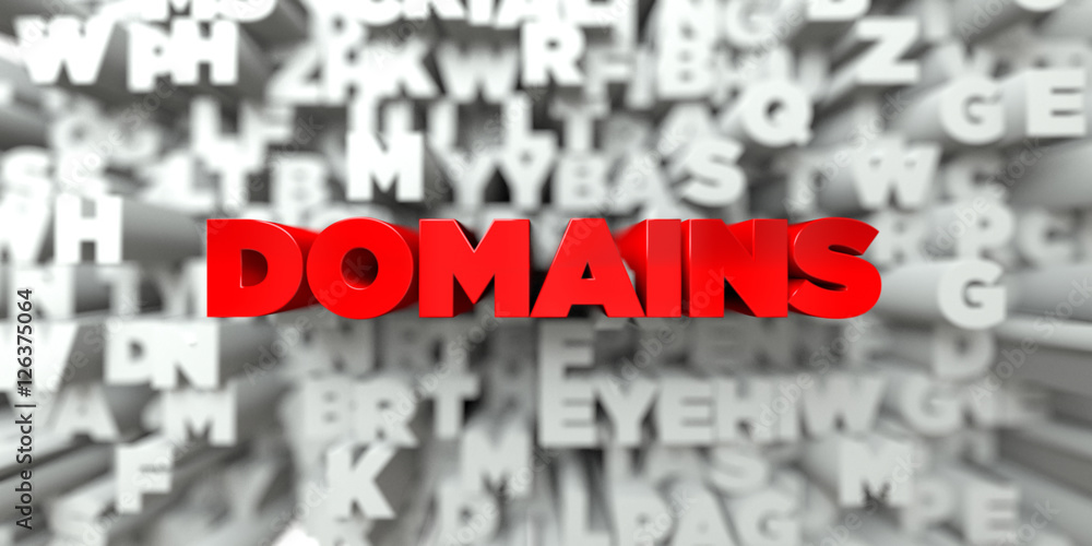 DOMAINS - Red text on typography background - 3D rendered royalty free stock image. This image can be used for an online website banner ad or a print postcard. DOMAINS - Red text on typography background - 3D rendered royalty free stock image. This image can be used for an online website banner ad or a print postcard.