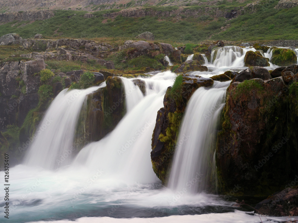 Wasserfall Bæjarfoss am Dynjandi in Island Wasserfall Bæjarfoss am Dynjandi in Island