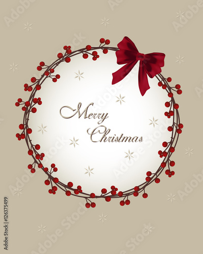 Christmas card - wreath with berries