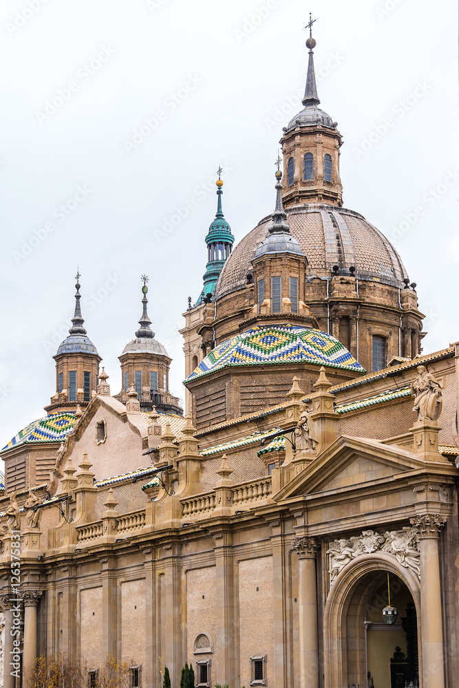 Basilica of Our Lady of Pillar (1754) in Zaragoza, Spain.