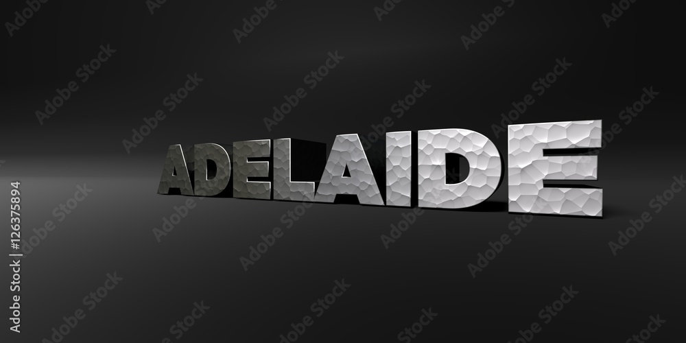 ADELAIDE - hammered metal finish text on black studio - 3D rendered royalty free stock photo. This image can be used for an online website banner ad or a print postcard. ADELAIDE - hammered metal finish text on black studio - 3D rendered royalty free stock photo. This image can be used for an online website banner ad or a print postcard.