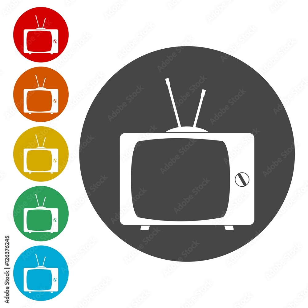 Old TV icons set Old TV icons set