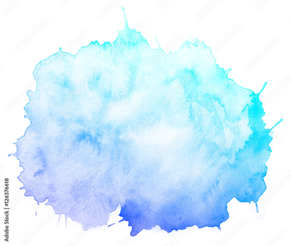 Abstract blue watercolor on white background.This is watercolor splash.It is drawn by hand. Abstract blue watercolor on white background.This is watercolor splash.It is drawn by hand.