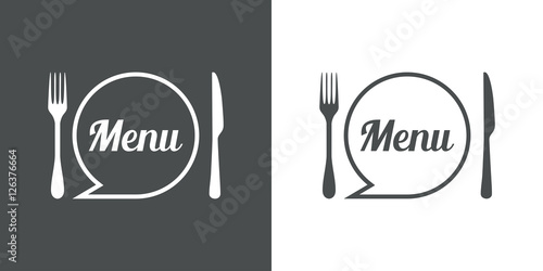 Icono plano menu con cubiertos gris