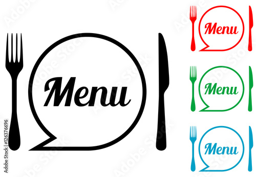 Icono plano menu con cubiertos varios colores