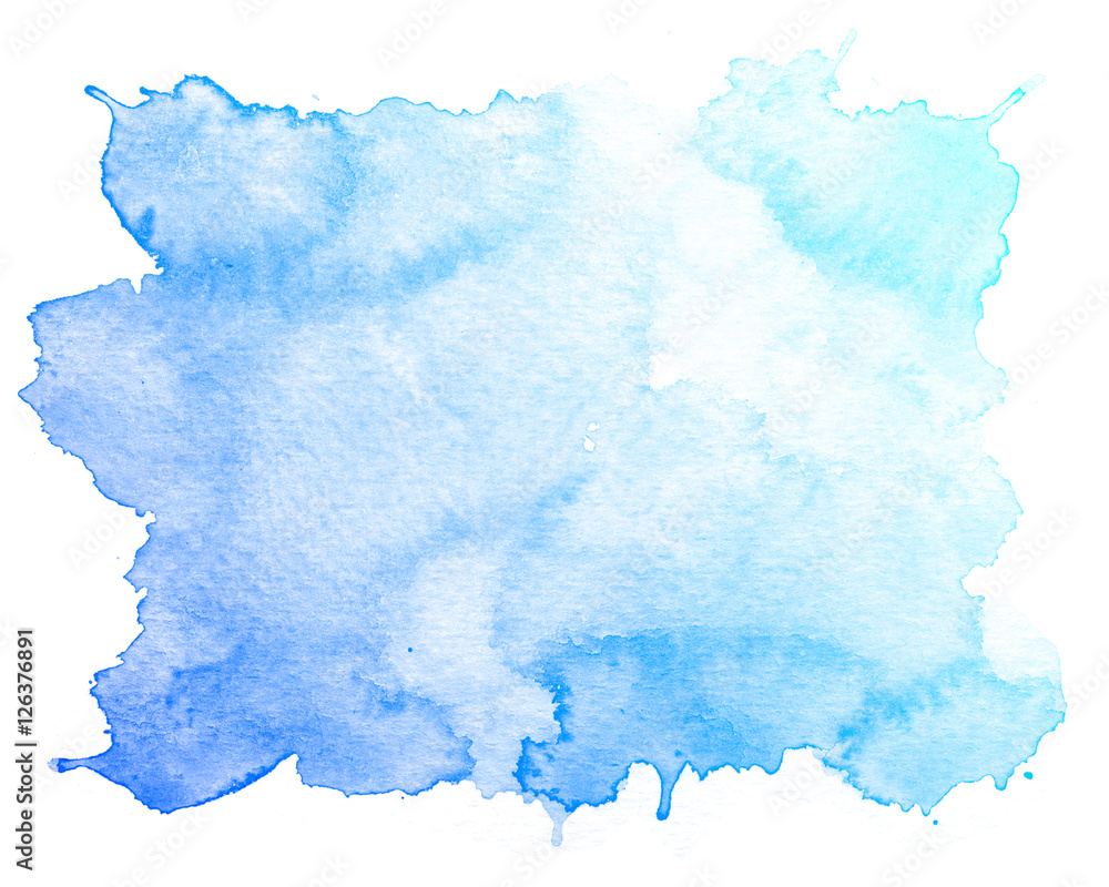 Abstract blue watercolor on white background.This is watercolor splash.It is drawn by hand. Abstract blue watercolor on white background.This is watercolor splash.It is drawn by hand.
