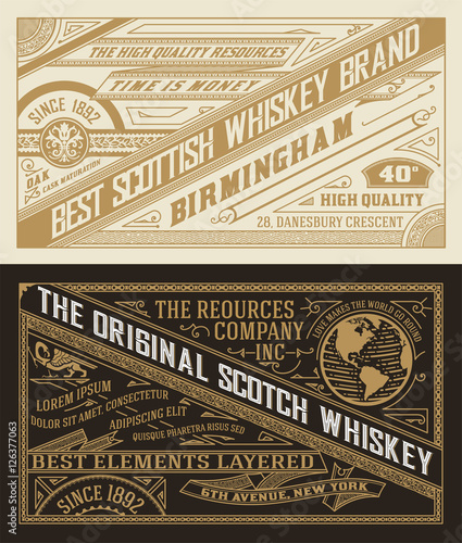 Set of Old  labels for Whiskey