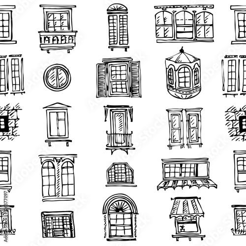 Foto plurality of contours of classical window frames and windows
