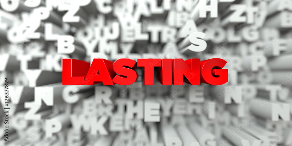 LASTING - Red text on typography background - 3D rendered royalty free stock image. This image can be used for an online website banner ad or a print postcard. LASTING - Red text on typography background - 3D rendered royalty free stock image. This image can be used for an online website banner ad or a print postcard.