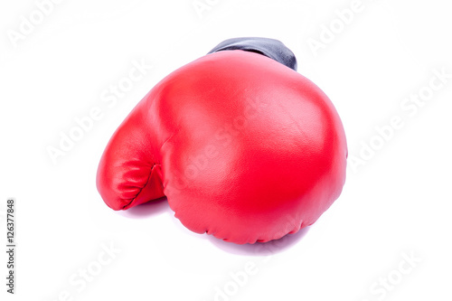 A red boxing glove isolated on white background.