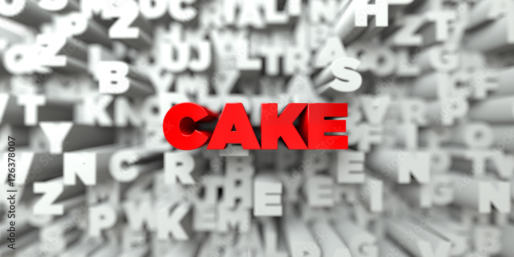CAKE - Red text on typography background - 3D rendered royalty free stock image. This image can be used for an online website banner ad or a print postcard. CAKE - Red text on typography background - 3D rendered royalty free stock image. This image can be used for an online website banner ad or a print postcard.