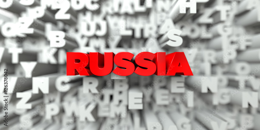 RUSSIA - Red text on typography background - 3D rendered royalty free stock image. This image can be used for an online website banner ad or a print postcard. RUSSIA - Red text on typography background - 3D rendered royalty free stock image. This image can be used for an online website banner ad or a print postcard.