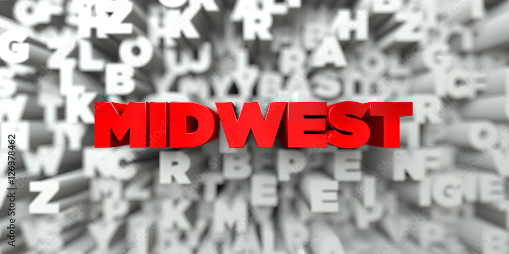 MIDWEST - Red text on typography background - 3D rendered royalty free stock image. This image can be used for an online website banner ad or a print postcard. MIDWEST - Red text on typography background - 3D rendered royalty free stock image. This image can be used for an online website banner ad or a print postcard.