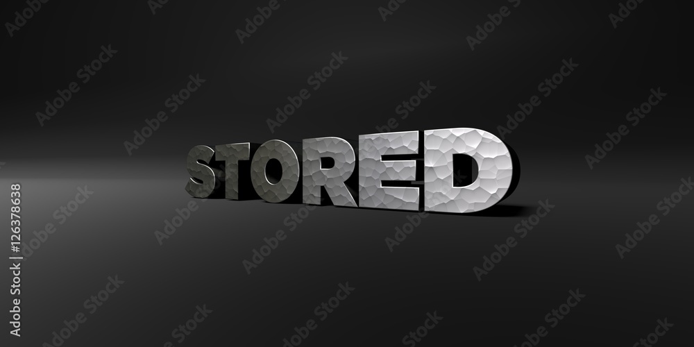 STORED - hammered metal finish text on black studio - 3D rendered royalty free stock photo. This image can be used for an online website banner ad or a print postcard. STORED - hammered metal finish text on black studio - 3D rendered royalty free stock photo. This image can be used for an online website banner ad or a print postcard.