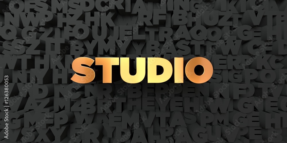 Studio - Gold text on black background - 3D rendered royalty free stock picture. This image can be used for an online website banner ad or a print postcard. Studio - Gold text on black background - 3D rendered royalty free stock picture. This image can be used for an online website banner ad or a print postcard.