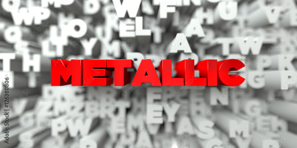 METALLIC - Red text on typography background - 3D rendered royalty free stock image. This image can be used for an online website banner ad or a print postcard. METALLIC - Red text on typography background - 3D rendered royalty free stock image. This image can be used for an online website banner ad or a print postcard.