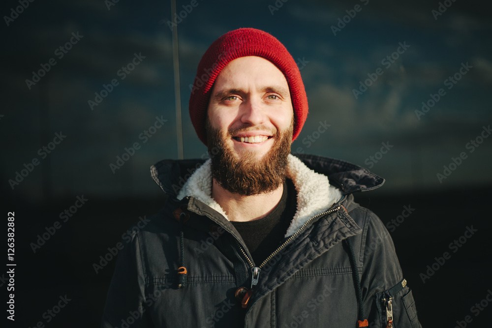 Hipster bearded man outdoor