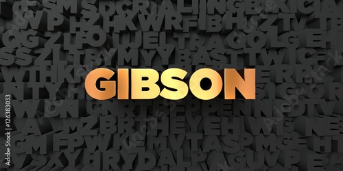 Foto Gibson - Gold text on black background - 3D rendered royalty free stock picture