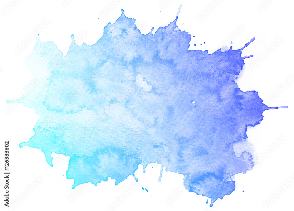 Obraz premium Abstract blue watercolor on white background.This is watercolor splash.It is drawn by hand.