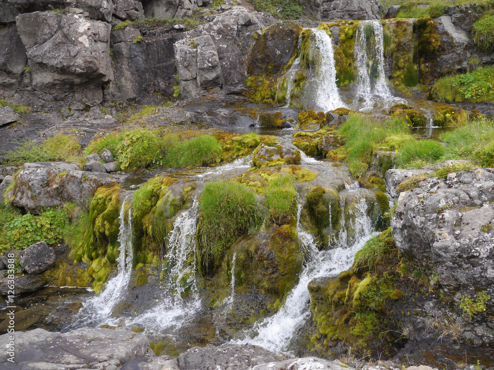 Wasserfall am Dynjandi in den Westfjorden in Island Wasserfall am Dynjandi in den Westfjorden in Island