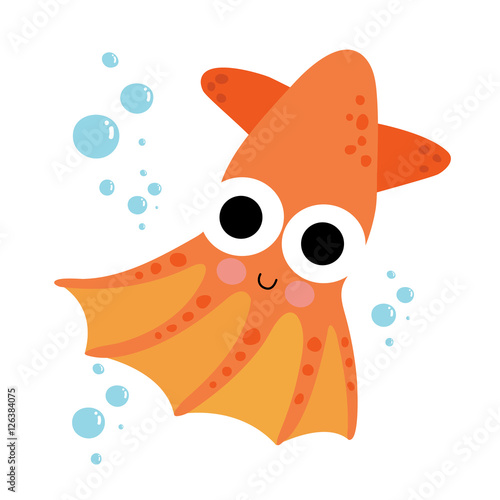 Vampire Octopus animal cartoon character. Isolated on white background. Vector illustration.