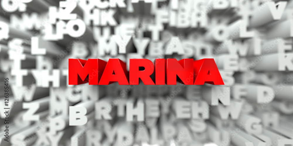 MARINA - Red text on typography background - 3D rendered royalty free stock image. This image can be used for an online website banner ad or a print postcard. MARINA - Red text on typography background - 3D rendered royalty free stock image. This image can be used for an online website banner ad or a print postcard.