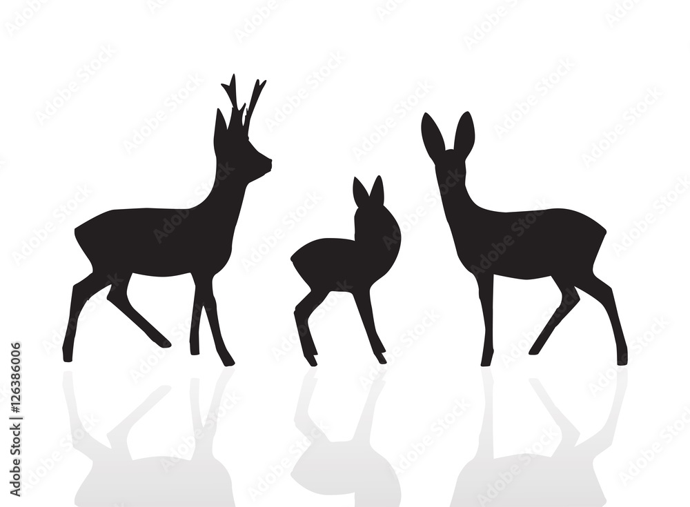 Set silhouette deer isolated