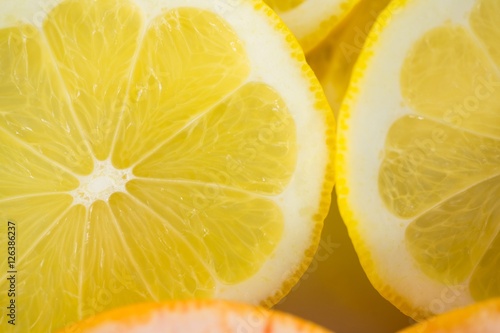 Close-up of sliced lemons