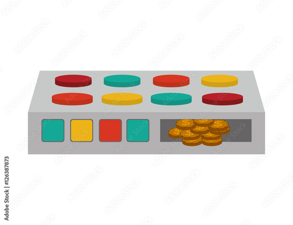 silhouette colorful panel buttons with coins vector illustration