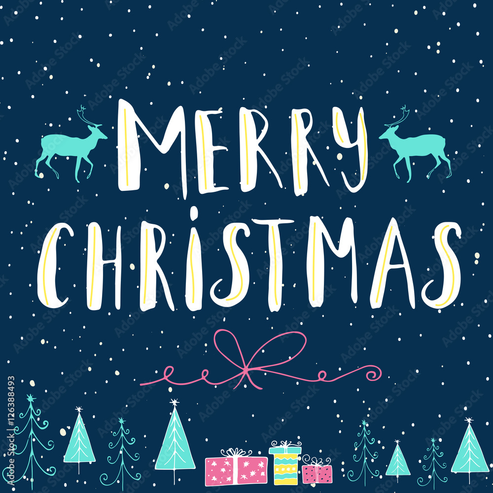 Christmas greeting card made in vector. Christmas handmade elements with text for perfect cards and invitations. Trendy New Year design. Christmas greeting card made in vector. Christmas handmade elements with text for perfect cards and invitations. Trendy New Year design.