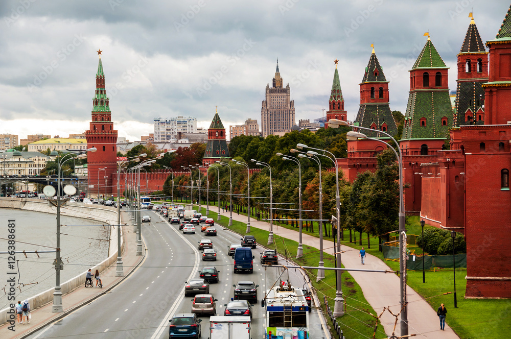 Obraz premium Aerial view of popular landmark - Kremlin, Moscow