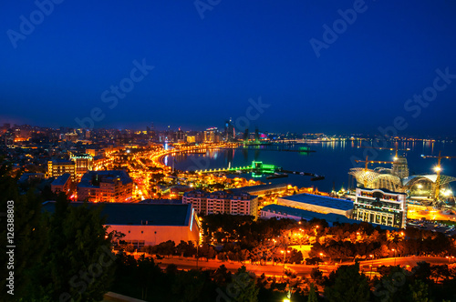 Fototapeta Naklejka Na Ścianę i Meble -  Aerial view of Baku, Azerbaijan in the evening